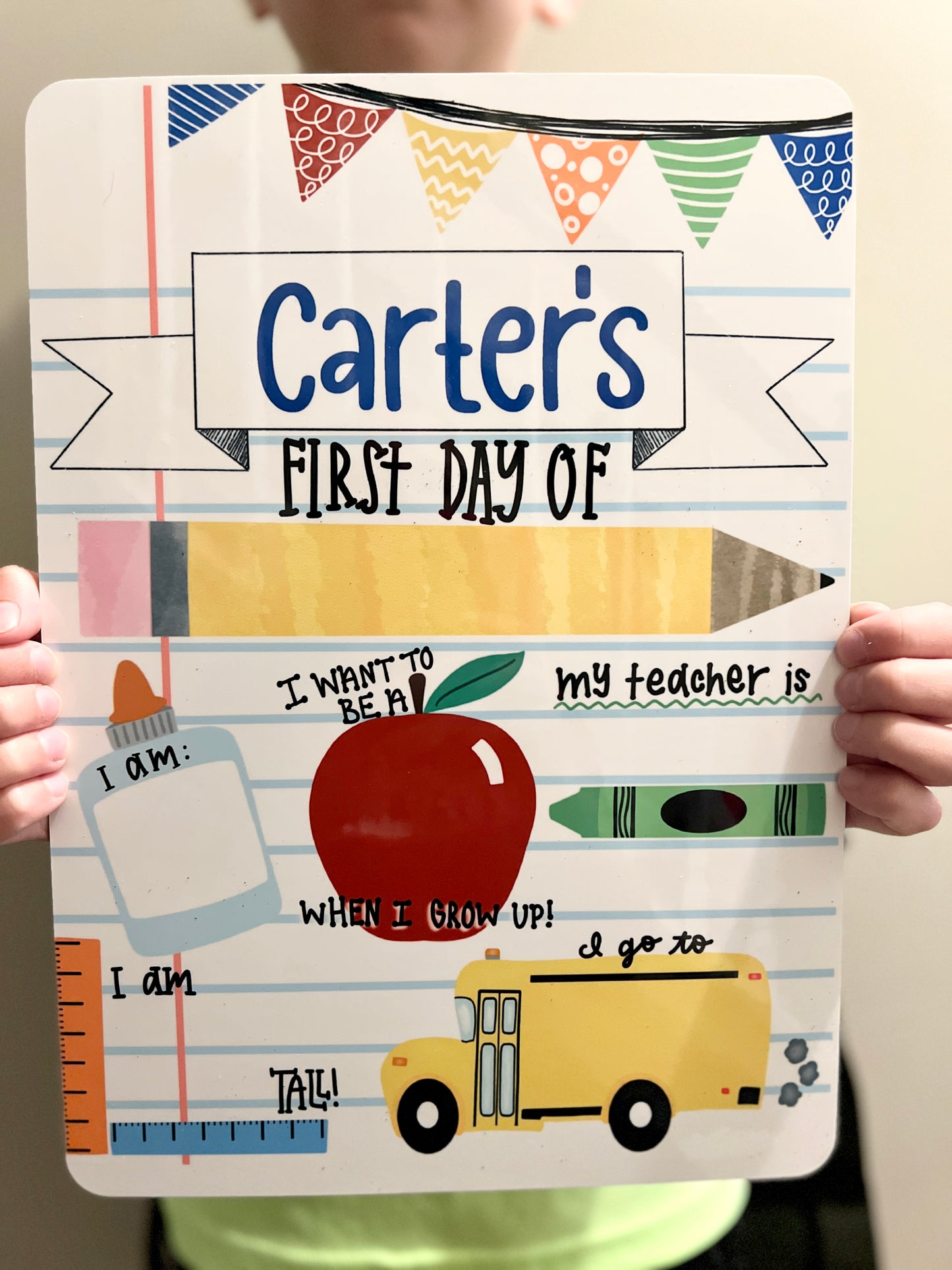 Personalized First Day of School Dry Erase Board