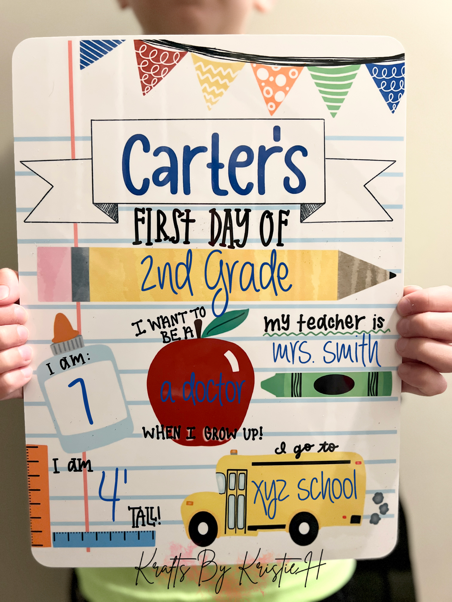 Personalized First Day of School Dry Erase Board