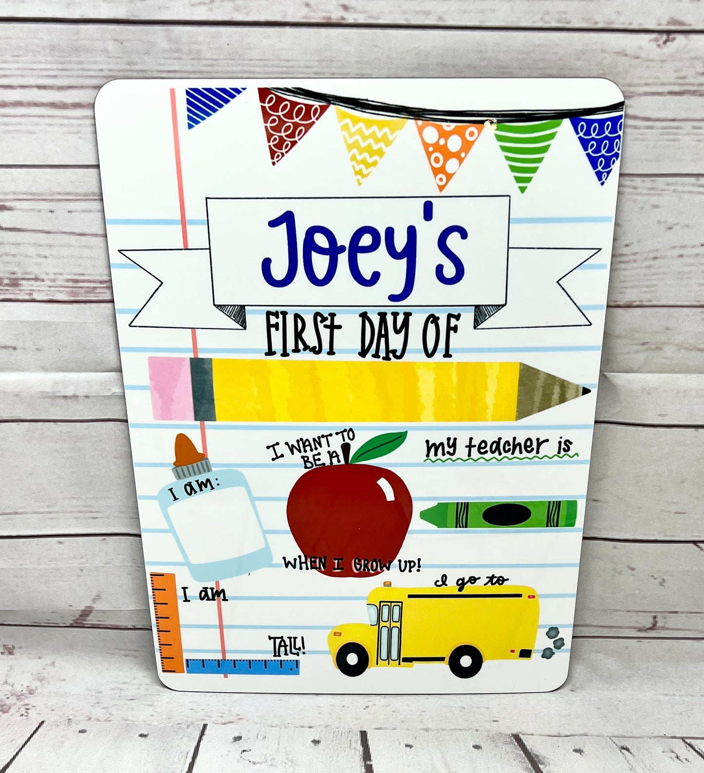 Personalized First Day of School Dry Erase Board