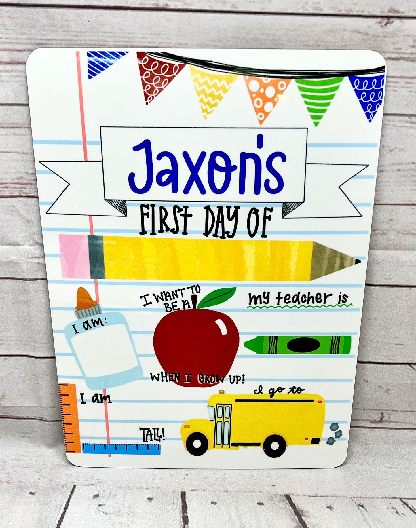 Personalized First Day of School Dry Erase Board