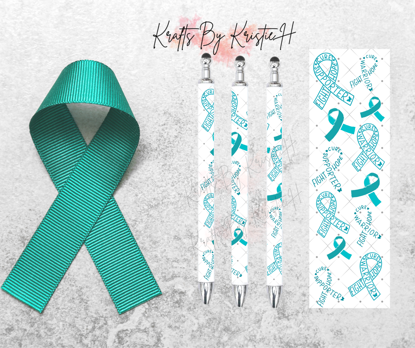 Teal Ribbon Custom Pen