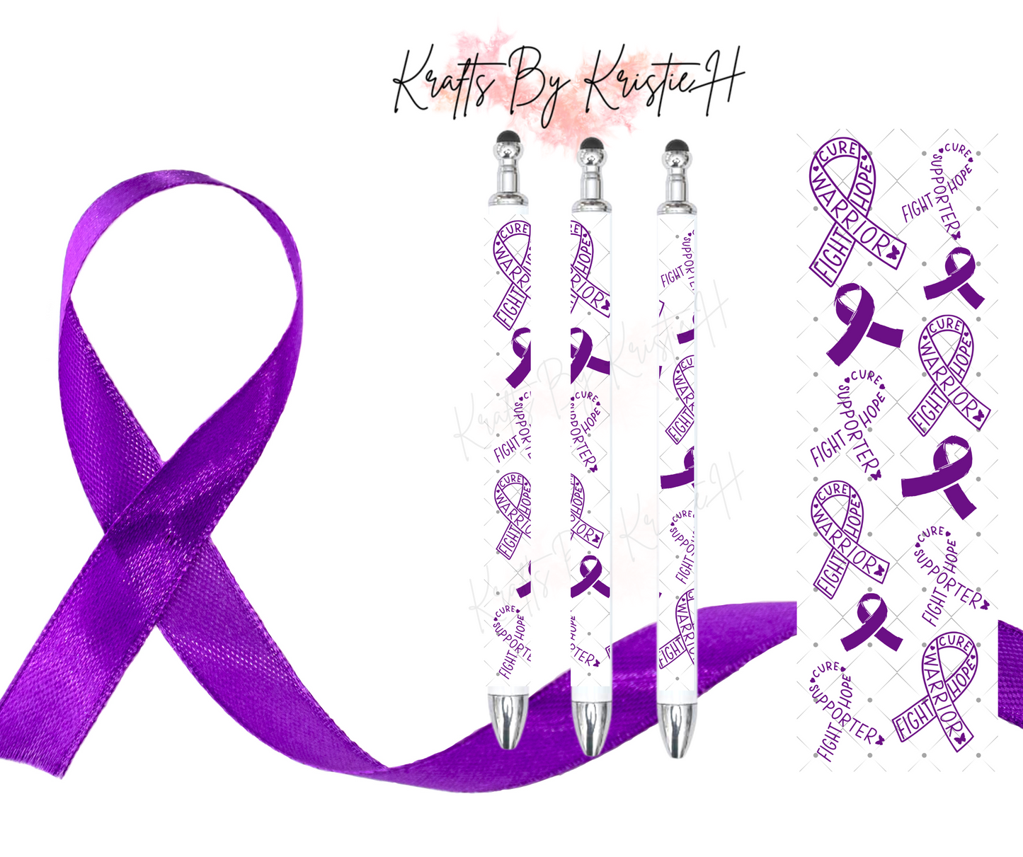 Purple Ribbon Custom Pen