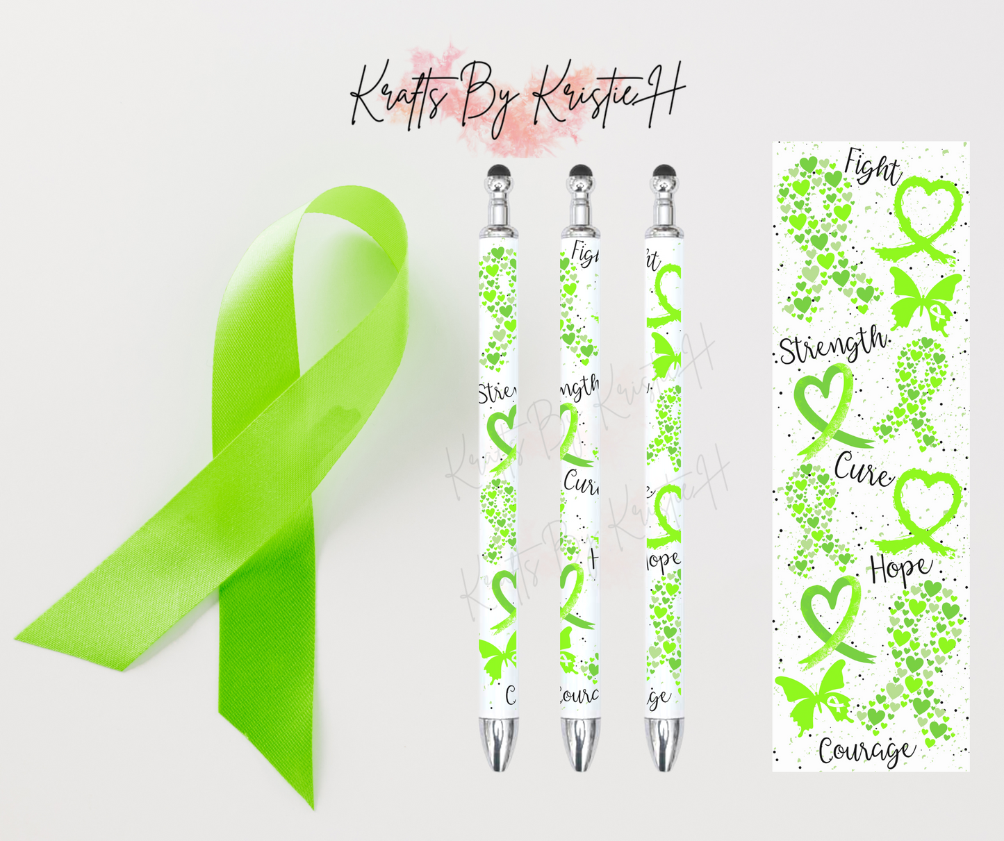 Lime Green Ribbon Custom Pen