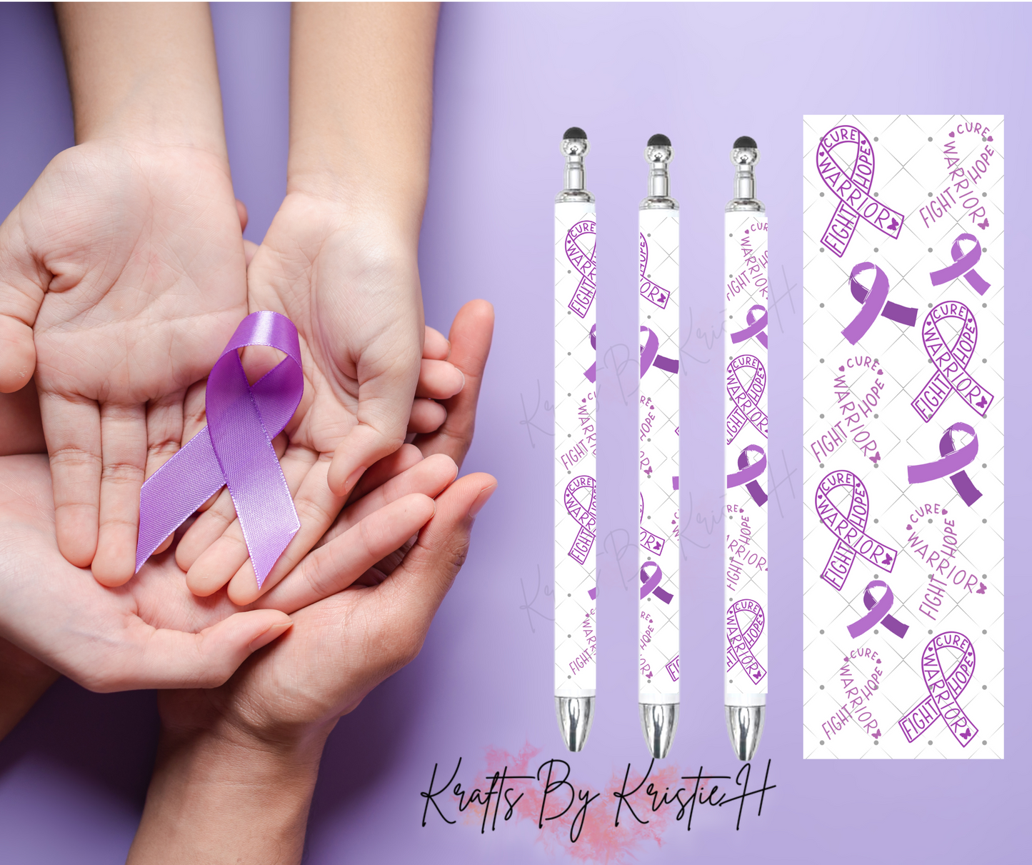 Purple Ribbon Awareness Custom Pen