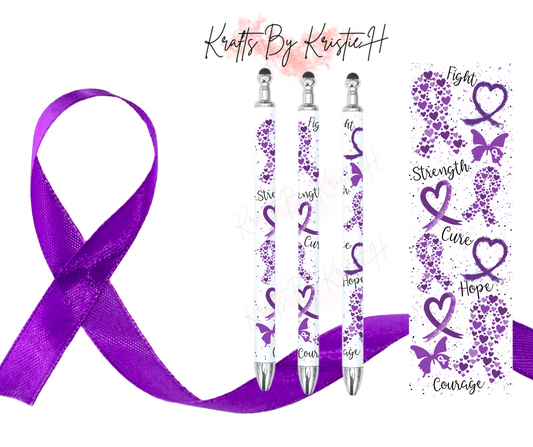 Purple Ribbon Custom Pen